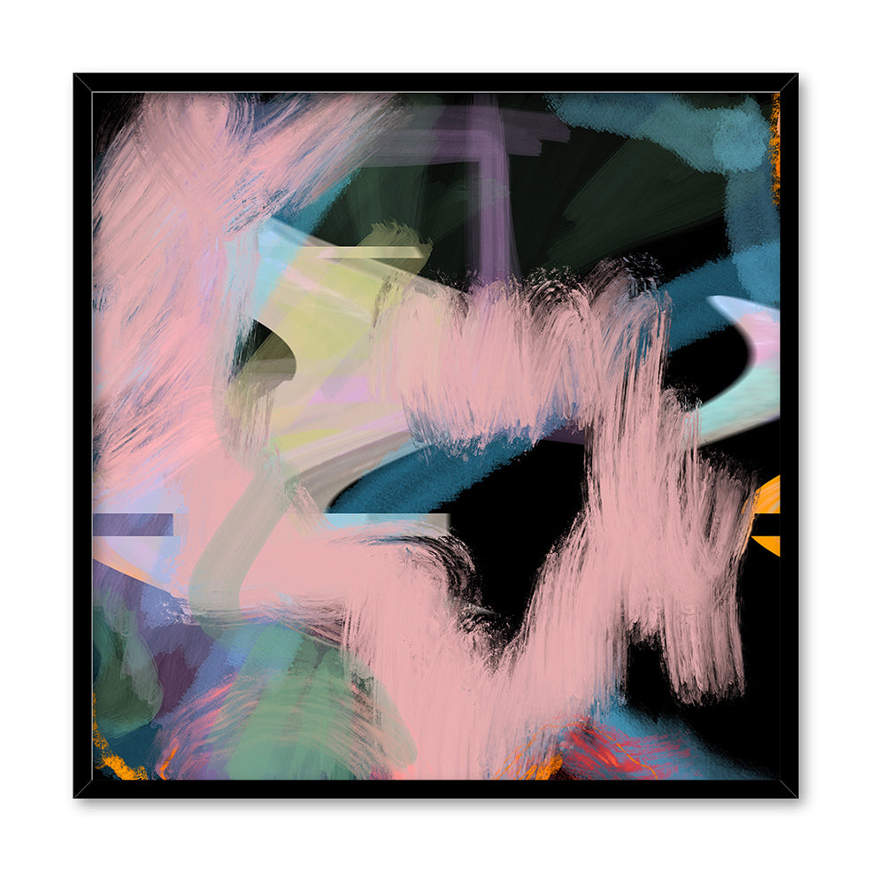 Rad Times - Sqaure Art Print by Nicole Schafter, Poster, Stretched Canvas, or Framed Wall Art Print, shown in a black frame