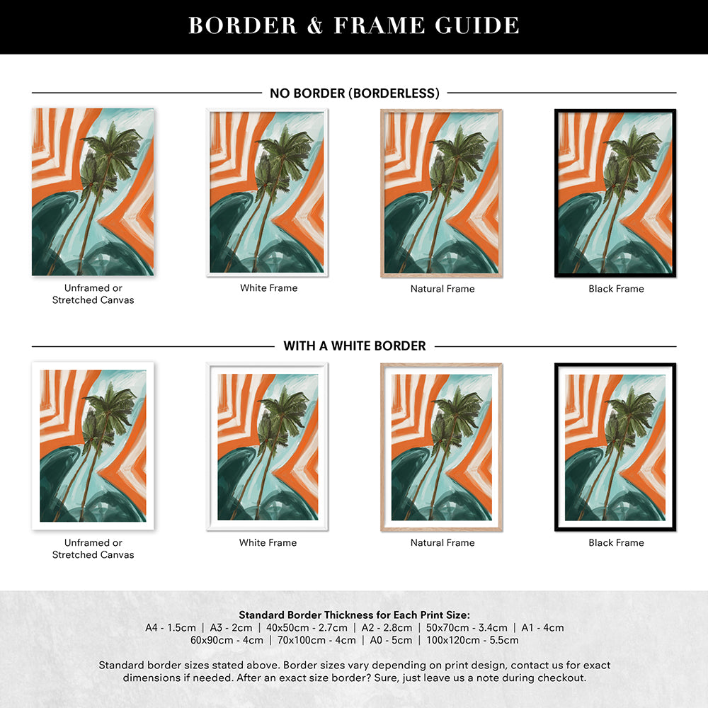 Run to Paradise - Art Print by Nicole Schafter, Poster, Stretched Canvas or Framed Wall Art, Showing White , Black, Natural Frame Colours, No Frame (Unframed) or Stretched Canvas, and With or Without White Borders