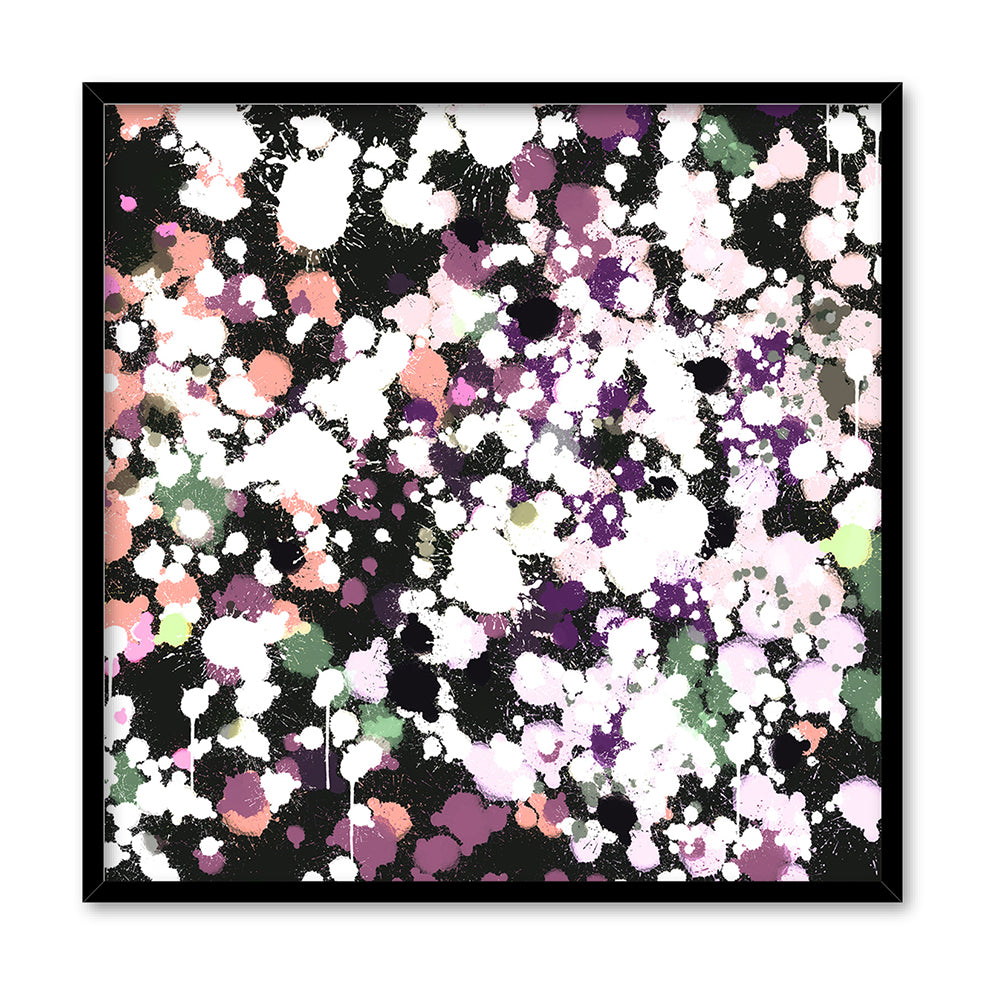 Scatterdance I - Square Art Print by Nicole Schafter, Poster, Stretched Canvas, or Framed Wall Art Print, shown in a black frame