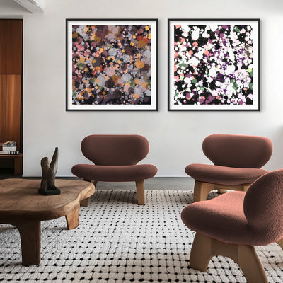 Scatterdance II - Square Art Print by Nicole Schafter, Poster, Stretched Canvas or Framed Wall Art, shown framed in a home interior space