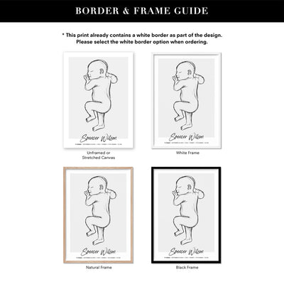 Custom Baby Birth Print - Sketched Style | 50x70cm (20x28" in USA)
