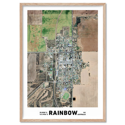 Custom Aerial Satellie Map | Your Location - Art Print, Poster, Stretched Canvas, or Framed Wall Art Print, shown in a natural timber frame