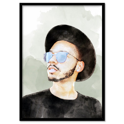 Custom Self Portrait | Watercolour - Art Print, Poster, Stretched Canvas, or Framed Wall Art Print, shown in a black frame