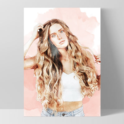 Custom Self Portrait | Watercolour - Art Print, Poster, Stretched Canvas, or Framed Wall Art Print, shown as a stretched canvas or poster without a frame