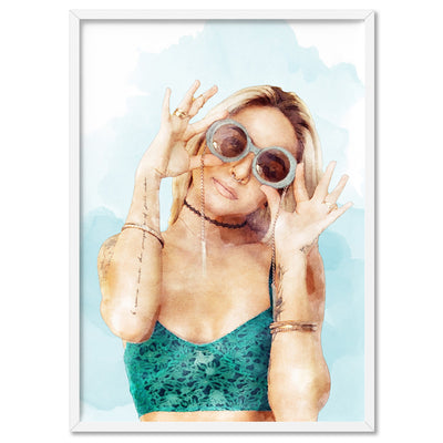 Custom Self Portrait | Watercolour - Art Print, Poster, Stretched Canvas, or Framed Wall Art Print, shown in a white frame