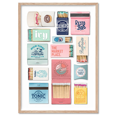 Custom Matchbox Art | Your Details - Art Print, Poster, Stretched Canvas, or Framed Wall Art Print, shown in a natural timber frame