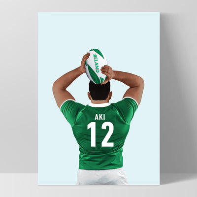 Custom Rugby Player - Art Print, Poster, Stretched Canvas, or Framed Wall Art Print, shown as a stretched canvas or poster without a frame