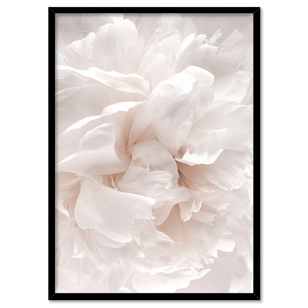 Peony Dance I - Art Print, Poster, Stretched Canvas, or Framed Wall Art Print, shown in a black frame