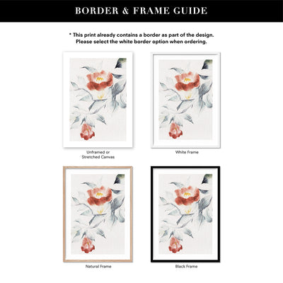 Oriental Paper Flowers Linen II - Art Print, Poster, Stretched Canvas or Framed Wall Art, Showing White , Black, Natural Frame Colours, No Frame (Unframed) or Stretched Canvas, and With or Without White Borders