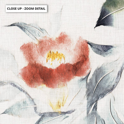 Oriental Paper Flowers Linen II - Art Print, Poster, Stretched Canvas or Framed Wall Art, Close up View of Print Resolution