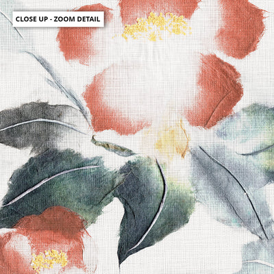 Oriental Paper Flowers Linen III - Art Print, Poster, Stretched Canvas or Framed Wall Art, Close up View of Print Resolution