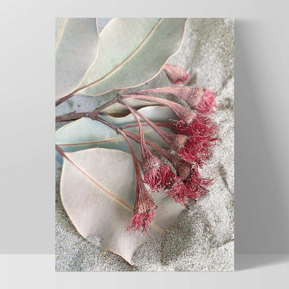 Dried Gum Flowers on the Beach - Art Print, Poster, Stretched Canvas, or Framed Wall Art Print, shown as a stretched canvas or poster without a frame