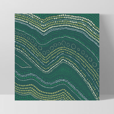 Bayi Wallan Heavy Rain Green - Square Art Print by Renee Molineaux, Poster, Stretched Canvas, or Framed Wall Art Print, shown as a stretched canvas or poster without a frame