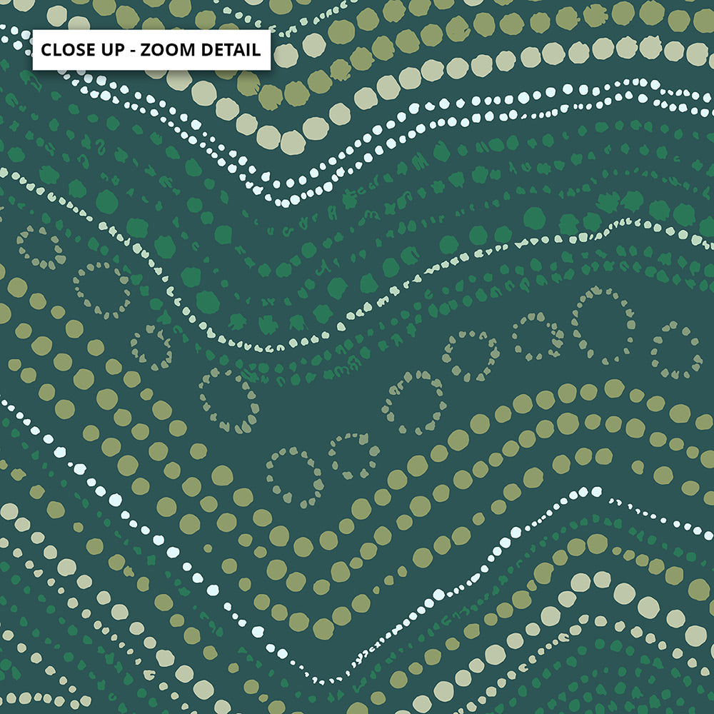 Bayi Wallan Heavy Rain Green - Square Art Print by Renee Molineaux, Poster, Stretched Canvas or Framed Wall Art, Close up View of Print Resolution