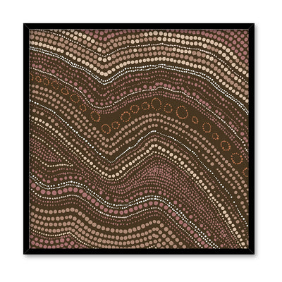 Bayi Wallan Heavy Rain Brown - Square Art Print by Renee Molineaux, Poster, Stretched Canvas, or Framed Wall Art Print, shown in a black frame