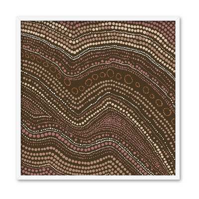 Bayi Wallan Heavy Rain Brown - Square Art Print by Renee Molineaux, Poster, Stretched Canvas, or Framed Wall Art Print, shown in a white frame