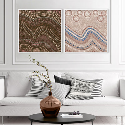 Saltwater Sky - Square Art Print by Renee Molineaux, Poster, Stretched Canvas or Framed Wall Art, shown framed in a home interior space