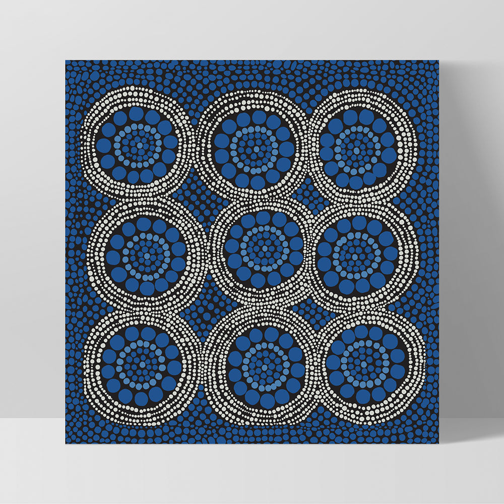 Wallan Rain Blue - Square Art Print by Renee Molineaux, Poster, Stretched Canvas, or Framed Wall Art Print, shown as a stretched canvas or poster without a frame