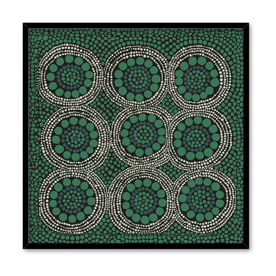 Wallan Rain Green - Square Art Print by Renee Molineaux, Poster, Stretched Canvas, or Framed Wall Art Print, shown in a black frame