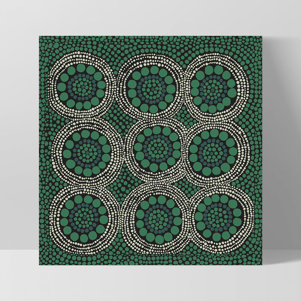 Wallan Rain Green - Square Art Print by Renee Molineaux, Poster, Stretched Canvas, or Framed Wall Art Print, shown as a stretched canvas or poster without a frame
