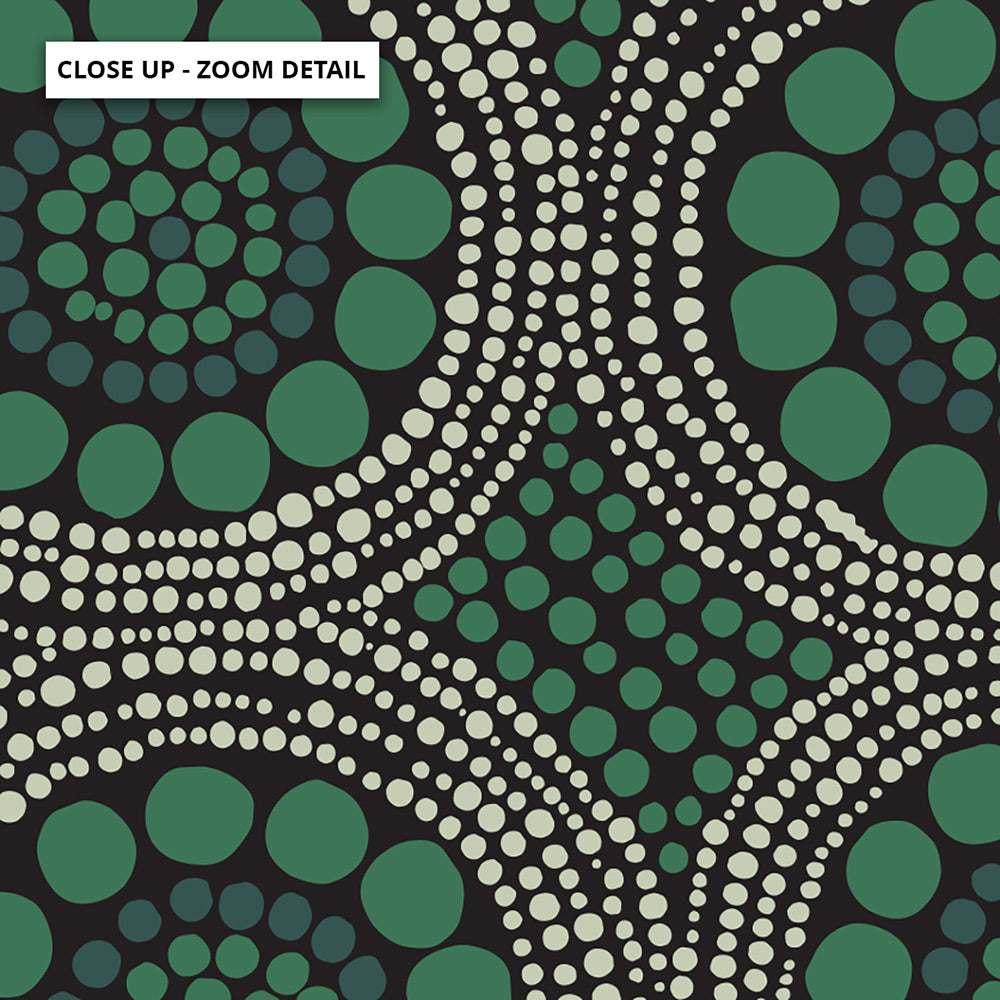 Wallan Rain Green - Square Art Print by Renee Molineaux, Poster, Stretched Canvas or Framed Wall Art, Close up View of Print Resolution