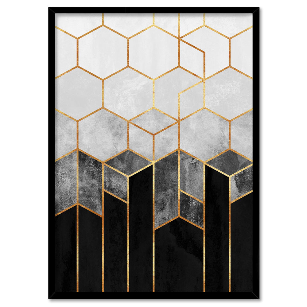 Geo Luxe II - Art Print, Poster, Stretched Canvas, or Framed Wall Art Print, shown in a black frame