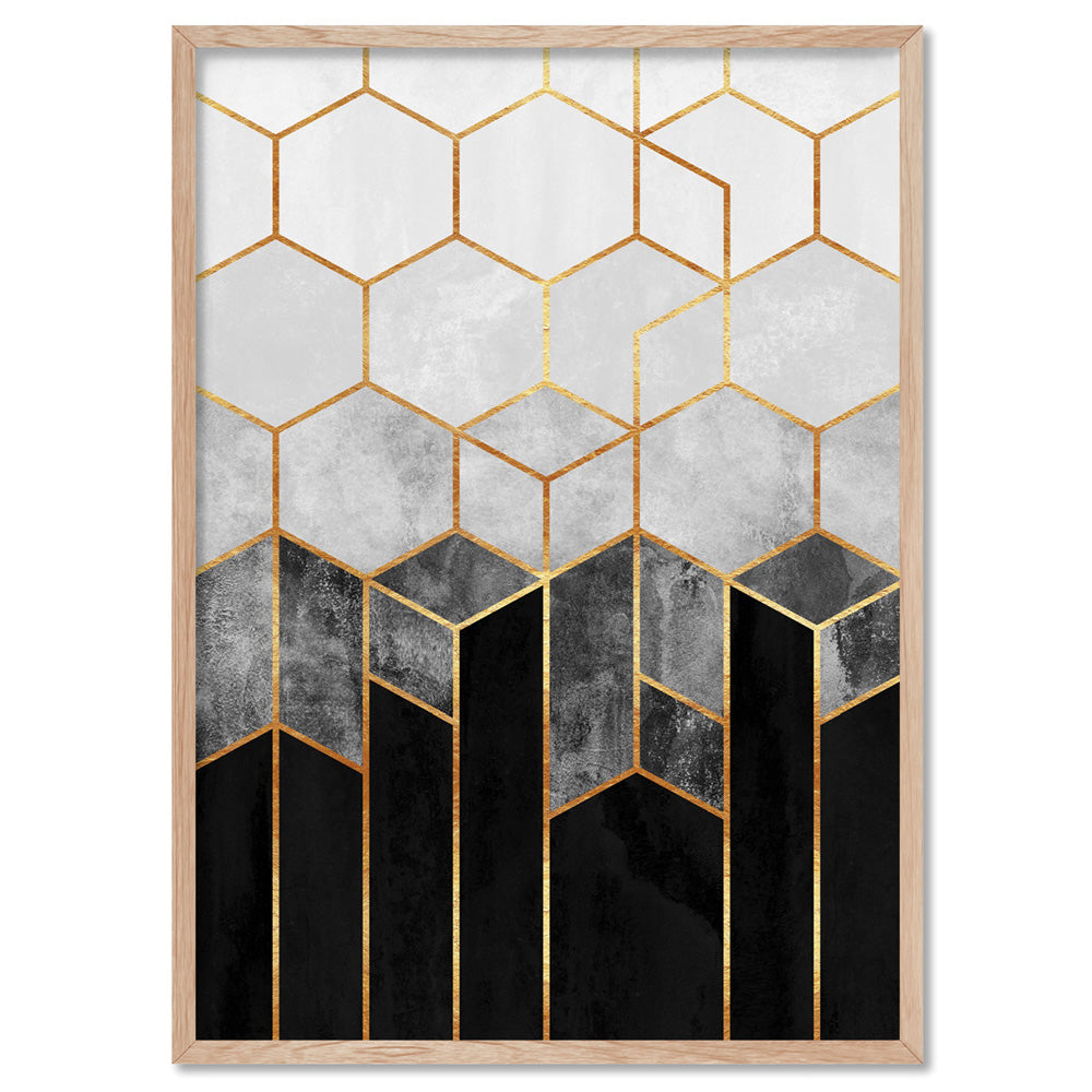 Geo Luxe II - Art Print, Poster, Stretched Canvas, or Framed Wall Art Print, shown in a natural timber frame