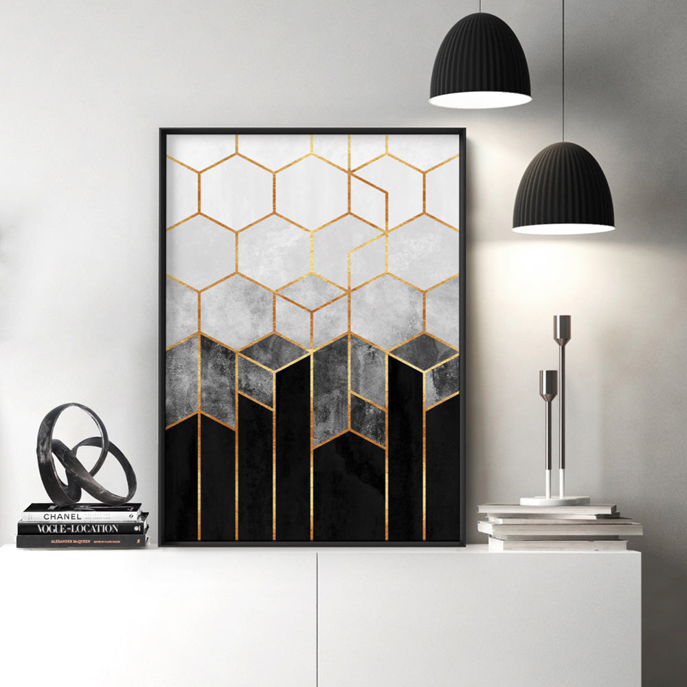 Geo Luxe II - Art Print, Poster, Stretched Canvas or Framed Wall Art Prints, shown framed in a room