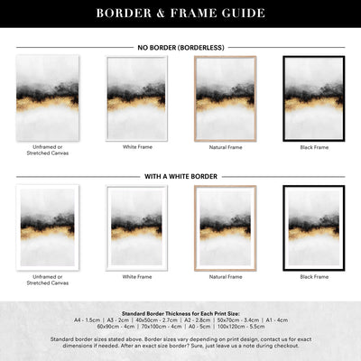 Burnished Horizon II - Art Print, Poster, Stretched Canvas or Framed Wall Art, Showing White , Black, Natural Frame Colours, No Frame (Unframed) or Stretched Canvas, and With or Without White Borders
