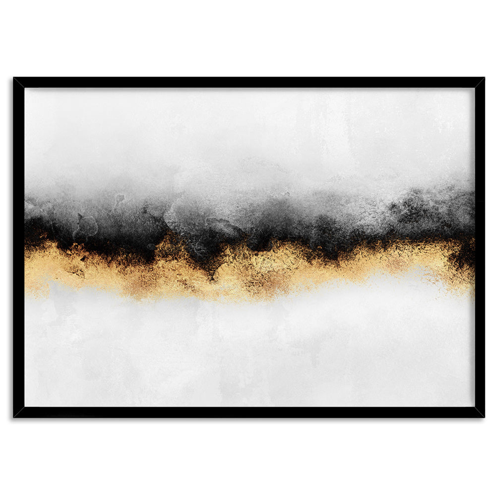 Burnished Horizon in Landscape - Art Print, Poster, Stretched Canvas, or Framed Wall Art Print, shown in a black frame