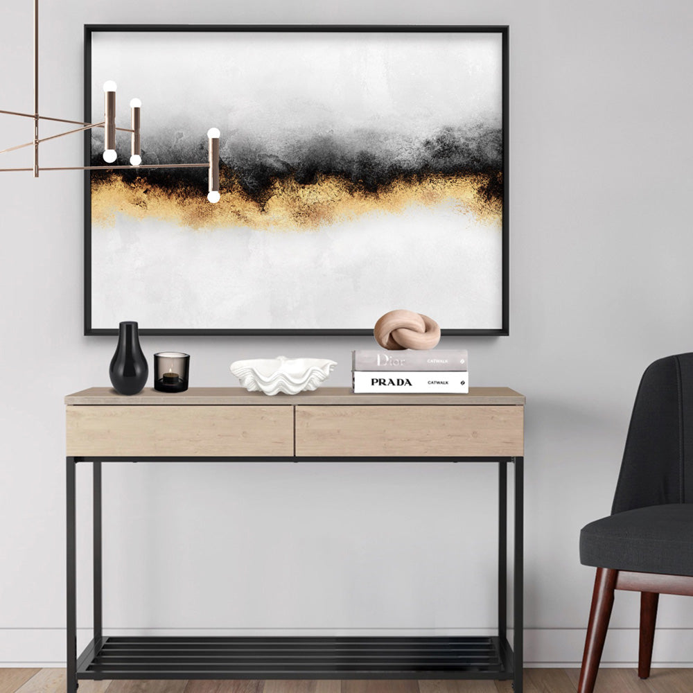 Burnished Horizon in Landscape - Art Print, Poster, Stretched Canvas or Framed Wall Art Prints, shown framed in a room