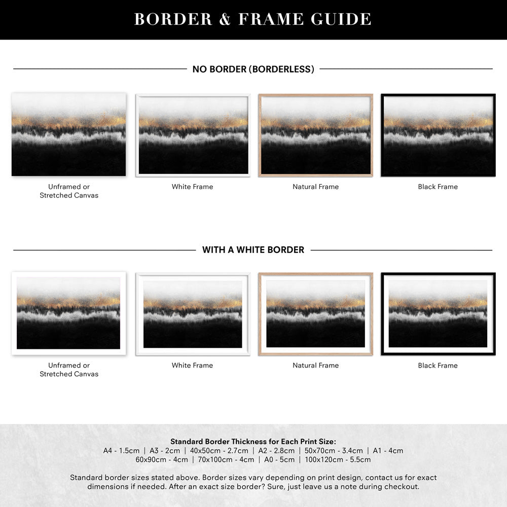 Night Horizon in Landscape - Art Print, Poster, Stretched Canvas or Framed Wall Art, Showing White , Black, Natural Frame Colours, No Frame (Unframed) or Stretched Canvas, and With or Without White Borders
