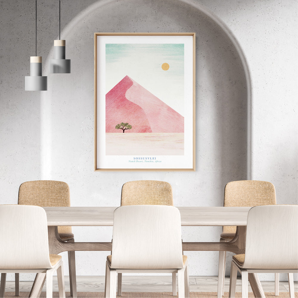 Sossusvlei Desert Illustration - Art Print by Henry Rivers, Poster, Stretched Canvas or Framed Wall Art Prints, shown framed in a room