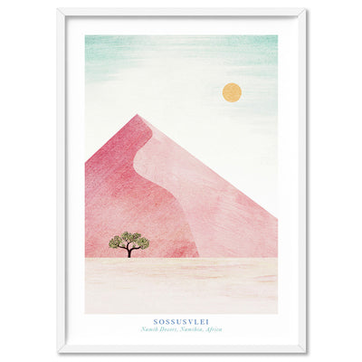 Sossusvlei Desert Illustration - Art Print by Henry Rivers, Poster, Stretched Canvas, or Framed Wall Art Print, shown in a white frame