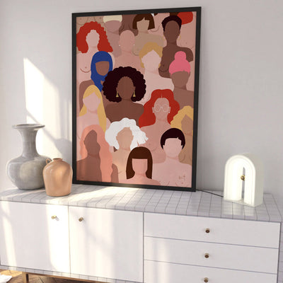 Who Run the World Illustration - Art Print by Maja Tomljanovic, Poster, Stretched Canvas or Framed Wall Art Prints, shown framed in a room