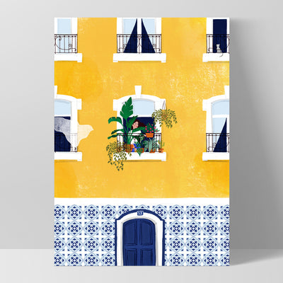 Holiday in Lisbon Illustration - Art Print by Maja Tomljanovic, Poster, Stretched Canvas, or Framed Wall Art Print, shown as a stretched canvas or poster without a frame