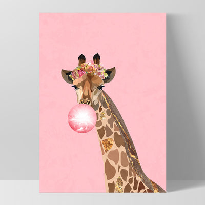 Giraffe Pop - Art Print, Poster, Stretched Canvas, or Framed Wall Art Print, shown as a stretched canvas or poster without a frame