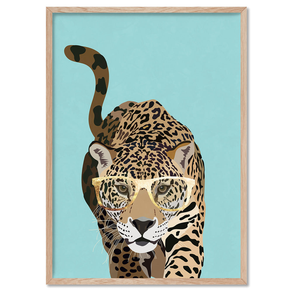 Leopard Pop - Art Print, Poster, Stretched Canvas, or Framed Wall Art Print, shown in a natural timber frame