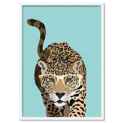 Leopard Pop - Art Print, Poster, Stretched Canvas, or Framed Wall Art Print, shown in a white frame