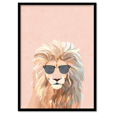 Lion Pop - Art Print, Poster, Stretched Canvas, or Framed Wall Art Print, shown in a black frame