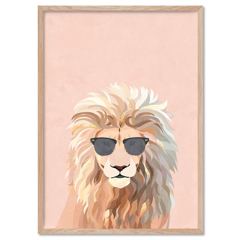 Lion Pop - Art Print, Poster, Stretched Canvas, or Framed Wall Art Print, shown in a natural timber frame