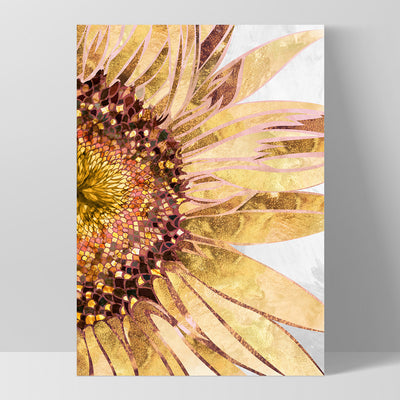 Golden Sunflower - Art Print, Poster, Stretched Canvas, or Framed Wall Art Print, shown as a stretched canvas or poster without a frame