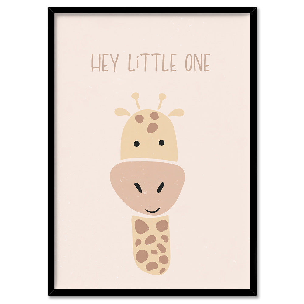 Hey Little One - Art Print, Poster, Stretched Canvas, or Framed Wall Art Print, shown in a black frame
