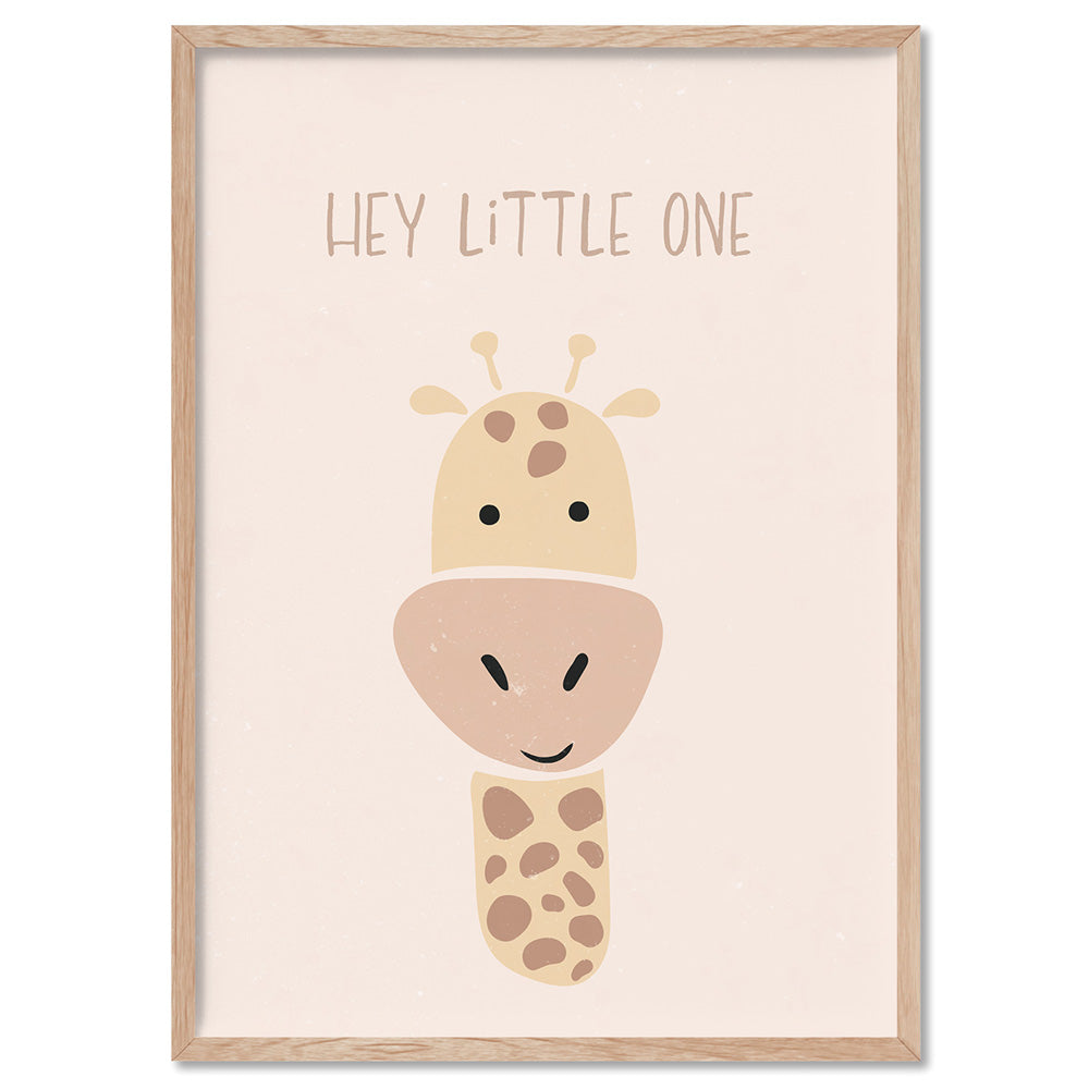 Hey Little One - Art Print, Poster, Stretched Canvas, or Framed Wall Art Print, shown in a natural timber frame