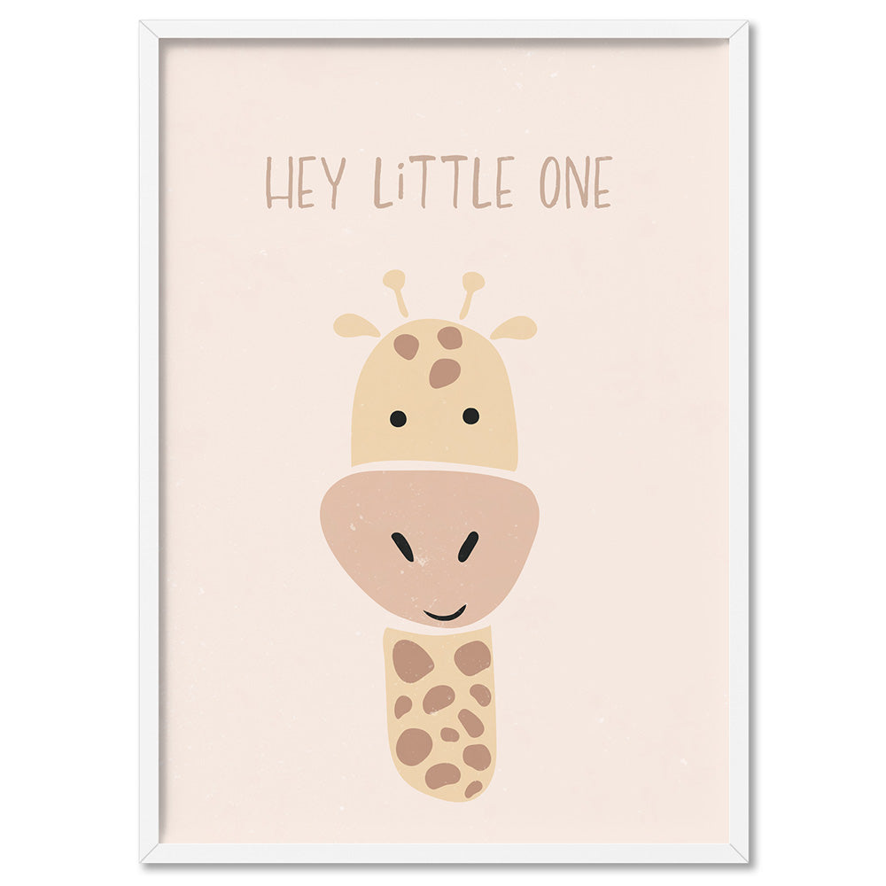 Hey Little One - Art Print, Poster, Stretched Canvas, or Framed Wall Art Print, shown in a white frame