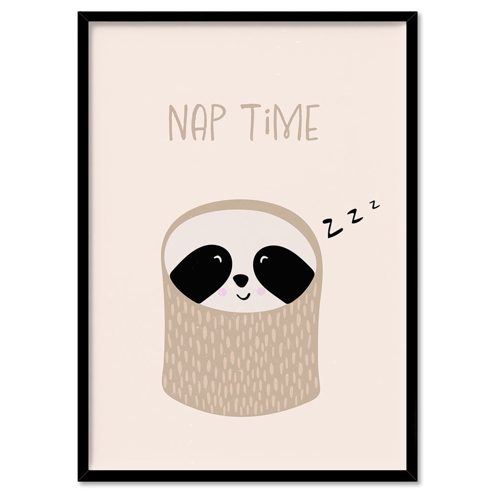Nap Time - Art Print, Poster, Stretched Canvas, or Framed Wall Art Print, shown in a black frame
