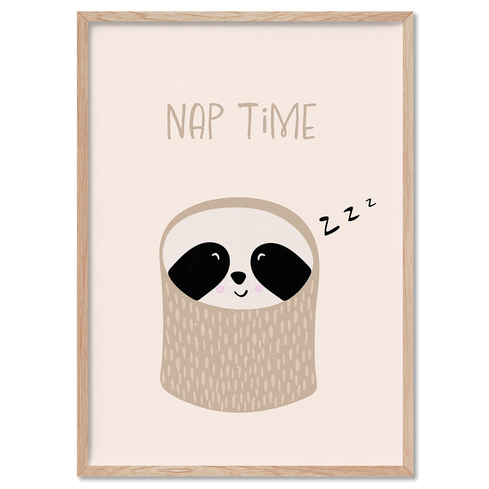 Nap Time - Art Print, Poster, Stretched Canvas, or Framed Wall Art Print, shown in a natural timber frame
