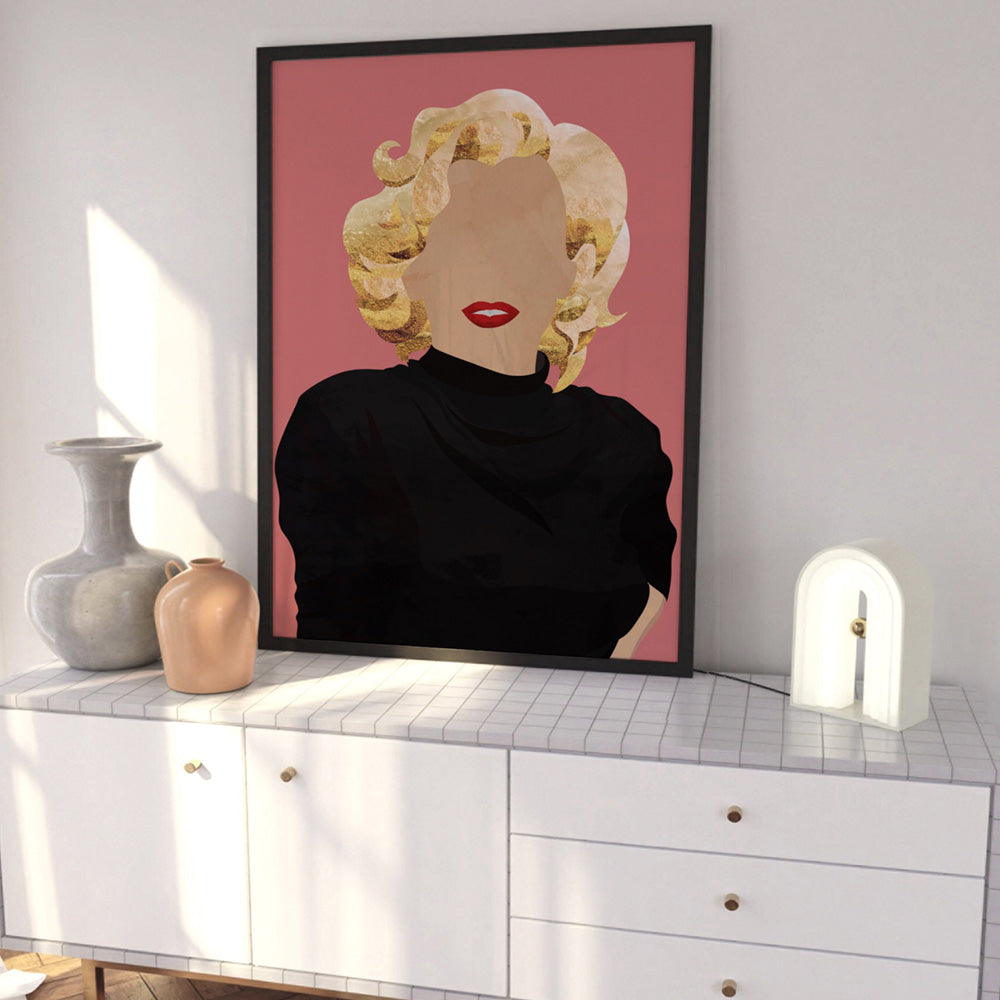 Marilyn Pop - Art Print, Poster, Stretched Canvas or Framed Wall Art Prints, shown framed in a room