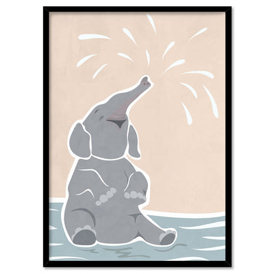 Elephant in Pastels - Art Print, Poster, Stretched Canvas, or Framed Wall Art Print, shown in a black frame