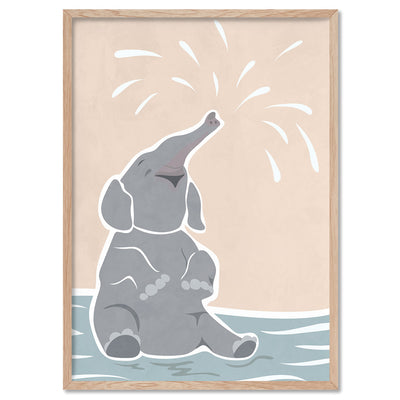 Elephant in Pastels - Art Print, Poster, Stretched Canvas, or Framed Wall Art Print, shown in a natural timber frame